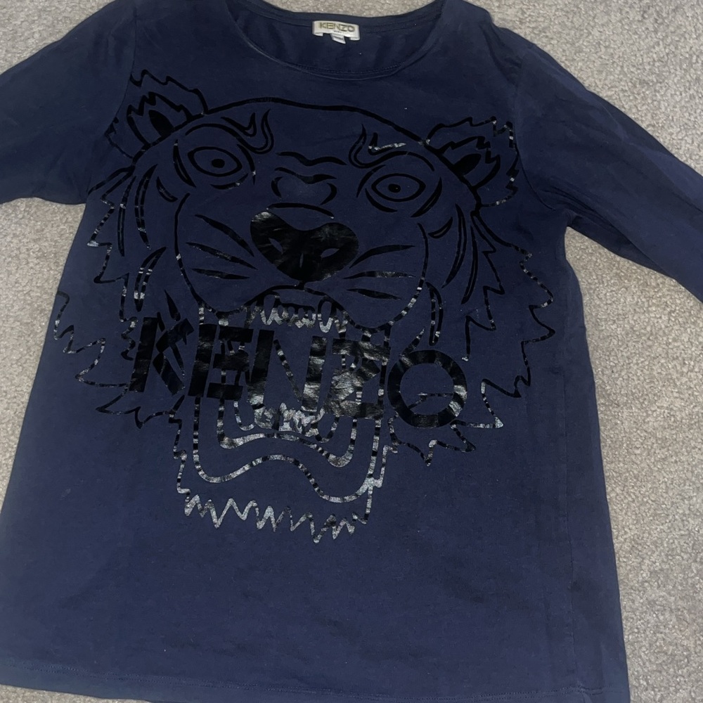 Kenzo Kids Dark Blue Tiger Long Sleeve Tee